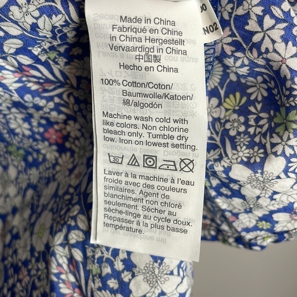 J. Crew x Liberty | Scalloped Detail Floral Long Sleeve Top Keyhole Back Size XS - Picture 6 of 9